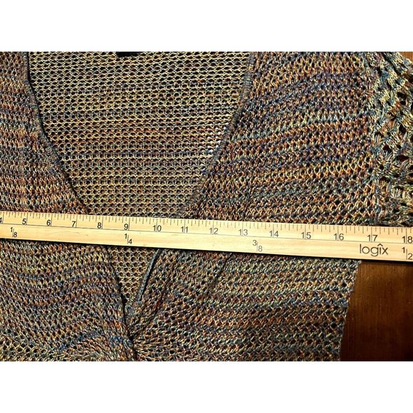 New Direcctions women's multicolor open weave twist front, light weight sweater - Picture 8 of 10